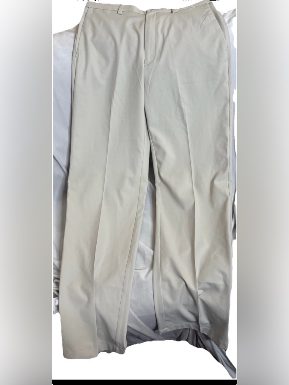 Haggar Cool 18 Pro Mens 34x34 Straight Fit Khaki Ivory Performance Pants Golf